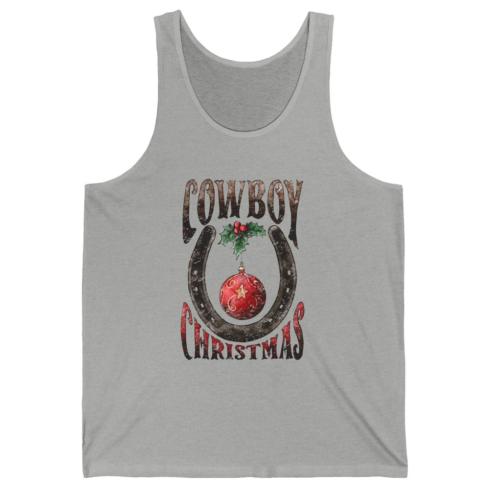 Christmas Cowboy Horseshoe Xmas Balls Western Christmas Unisex Jersey Tank