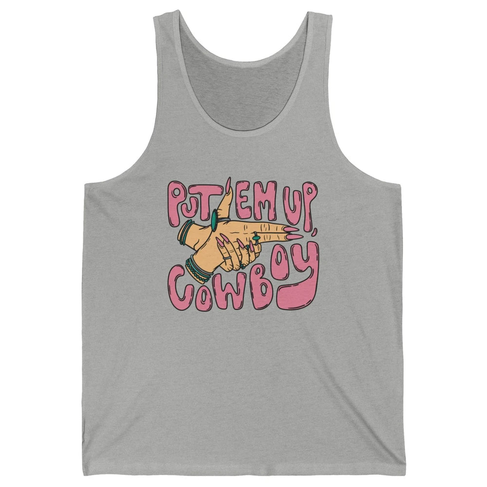 Retro Turquoise Cowgirl Hands Put 'Em Up Cowboy Western Girl Unisex Jersey Tank