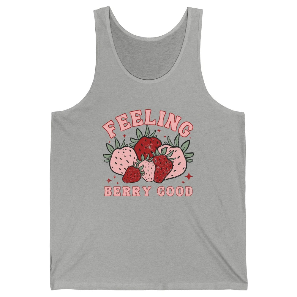Retro Strawberry Feeling Berry Good Positive Mind Happy Life Unisex Jersey Tank