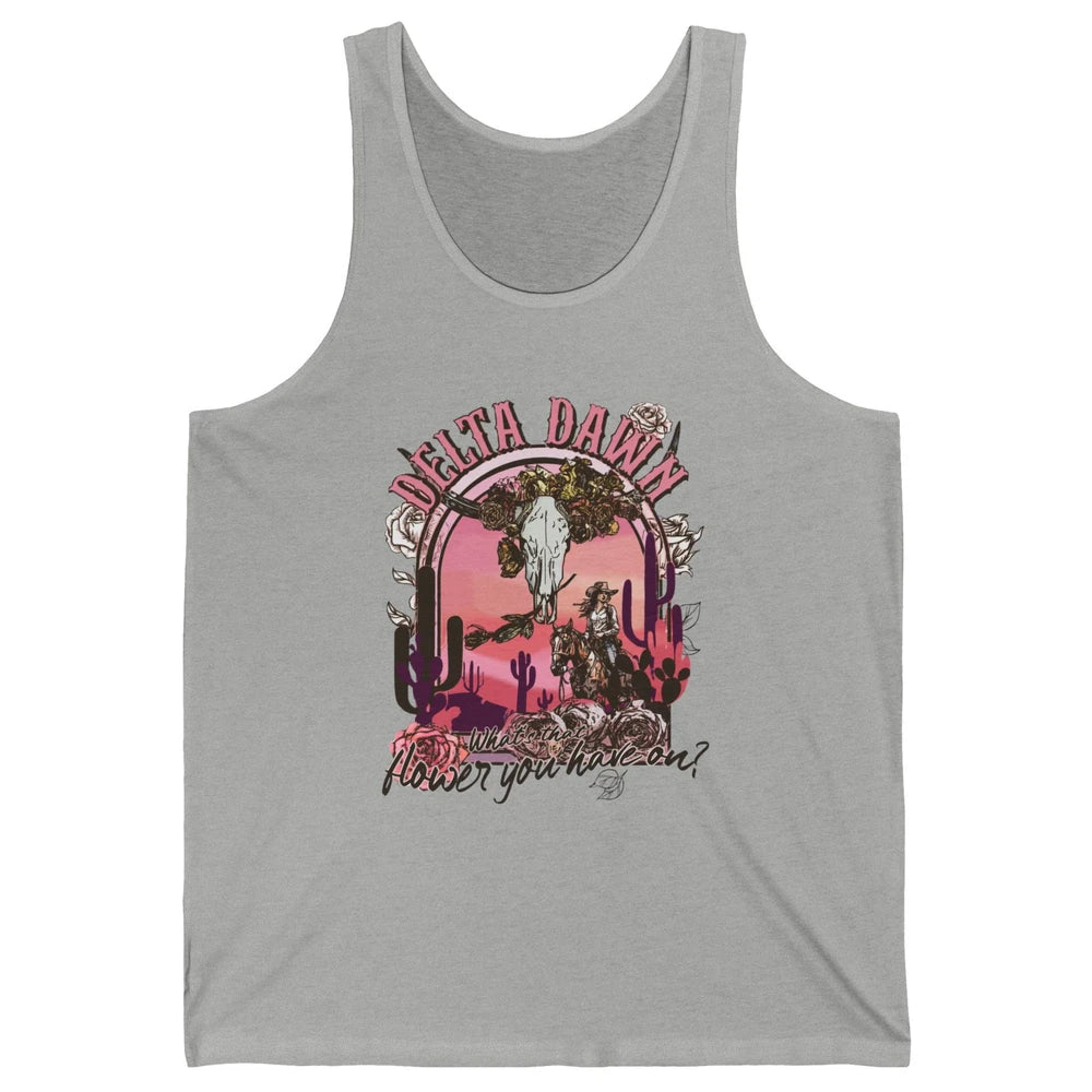 Floral Boho Bull Skull Delta Dawn Desert Western Country Unisex Jersey Tank