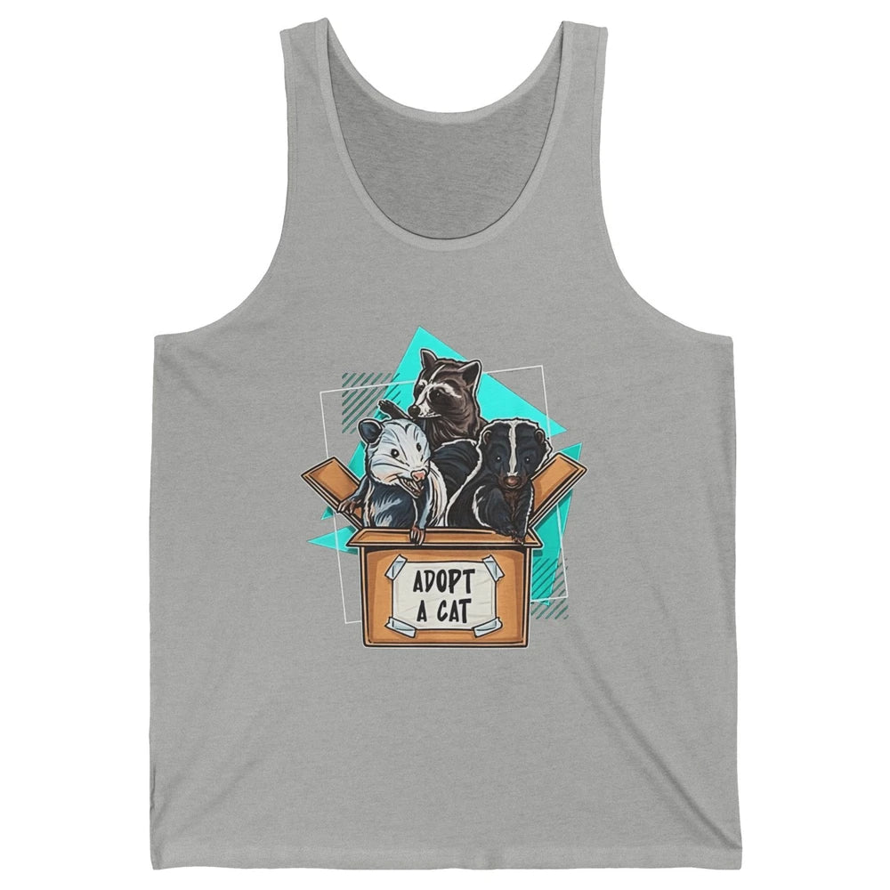 Adopt Forbidden Cats In Box Raccoon Skunks Possum Vaporwave Unisex Jersey Tank