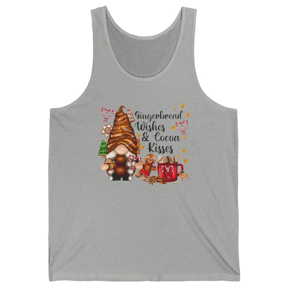 Retro Christmas Gnome Gingerbread Wishes and Cocoa Kisses Unisex Jersey Tank