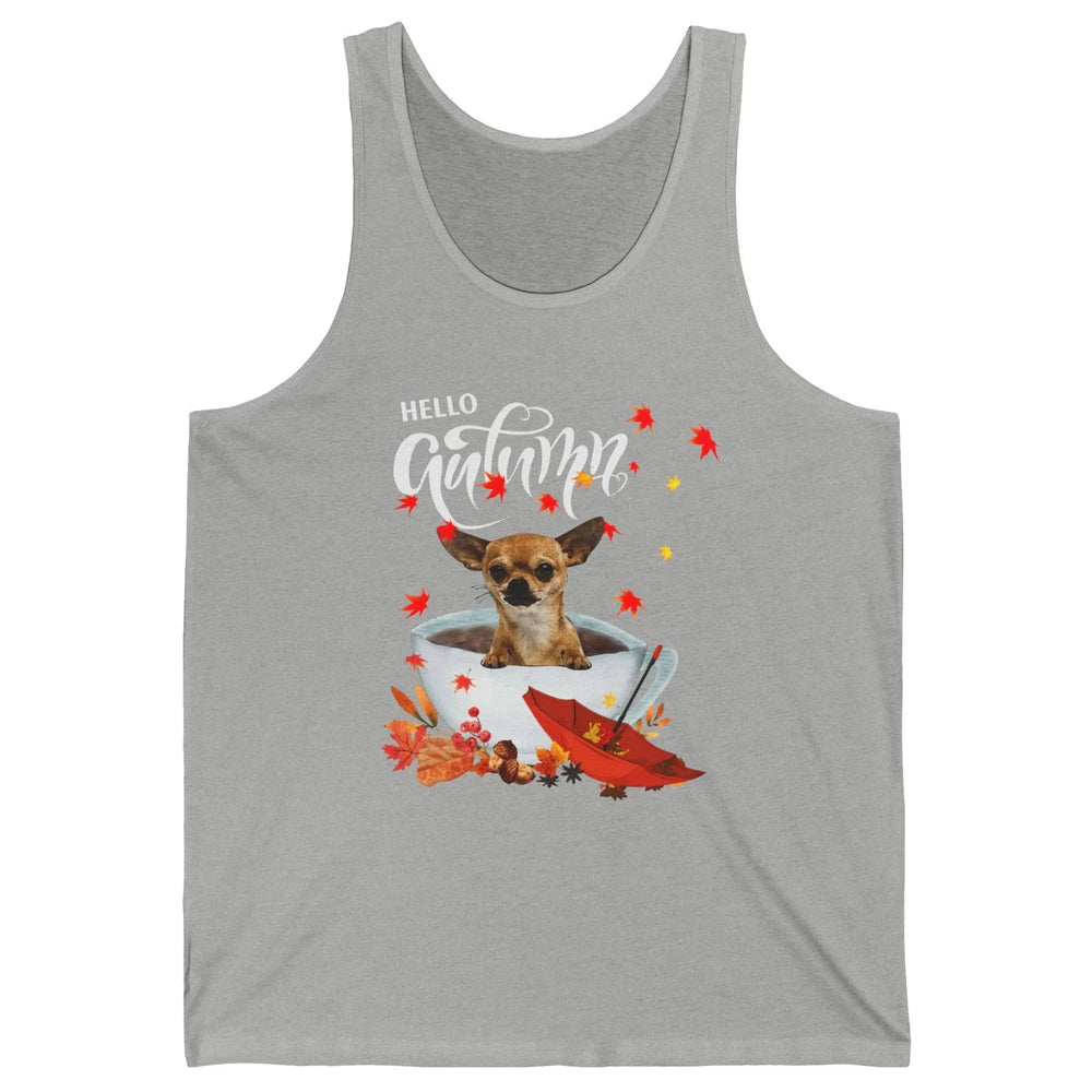 Chihuahua Autumn Dog And Coffee Fall Thanksgiving Chihuahua Unisex Jersey Tank