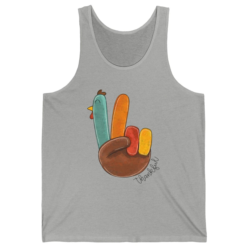 Funny Turkey Peace Sign Thankful Thanksgiving Gift Halloween Unisex Jersey Tank