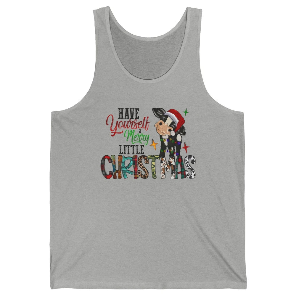 Cow Santa Have Yourself Merry Little Christmas Western Xmas Unisex Jersey Tank