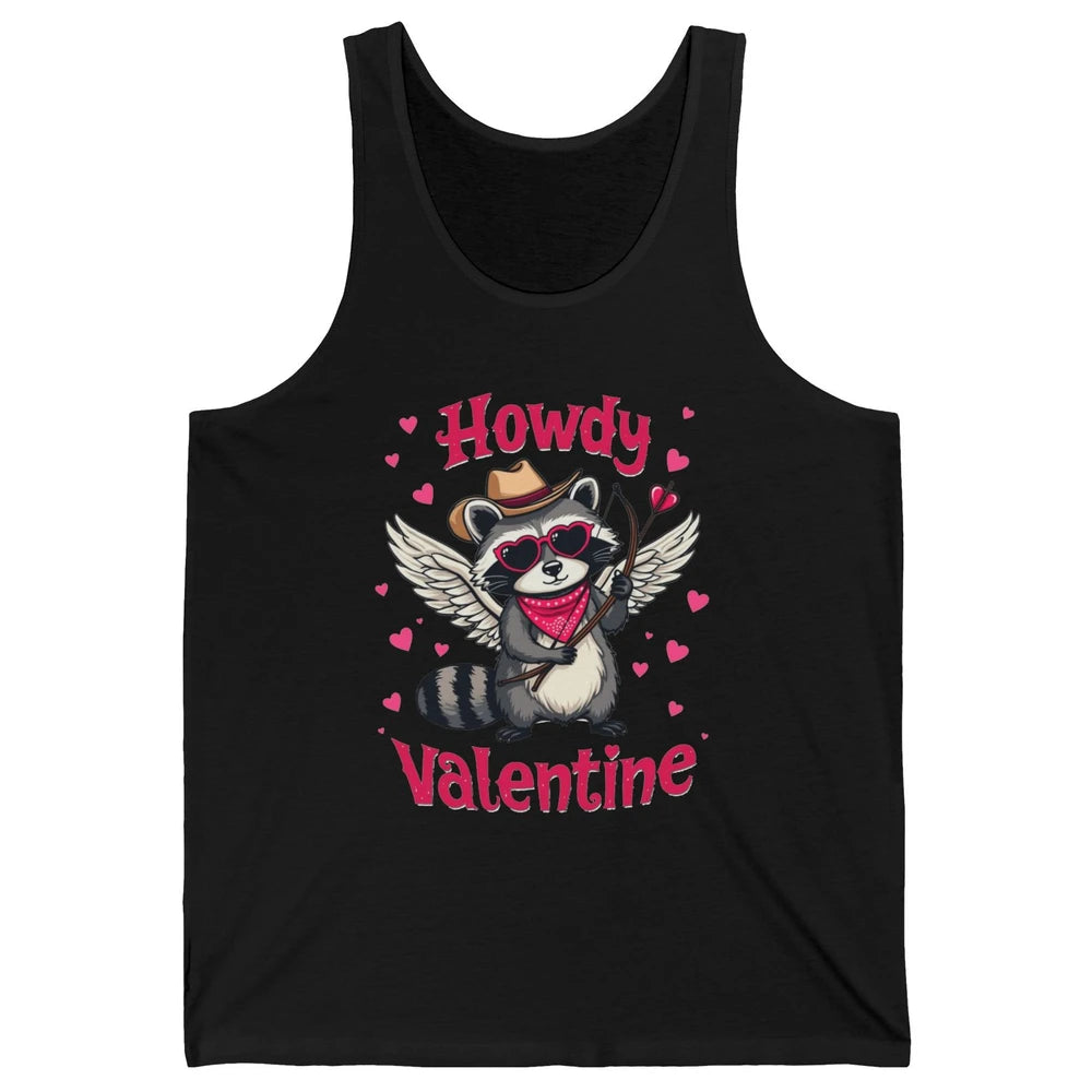 Howdy Valentine Cowboy Hat Cupid Raccoon Funny Opossum Love Heart Cute Western Possum Rodeo Unisex Jersey Tank