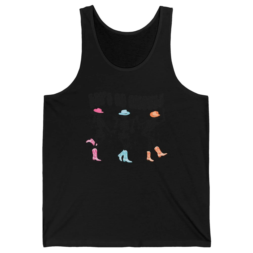 Dancing Skeleton Cowboy Let's Go Ghouls Western Halloween Unisex Jersey Tank