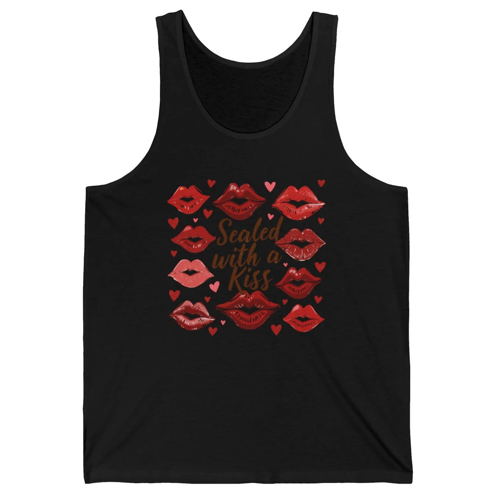 Sealed With A Kiss Sexy Red Lips Happy Valentine's Day Heart Love Unisex Jersey Tank