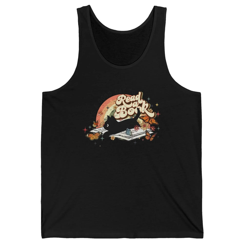 Retro Vintage Black Cat Its A Good Day To Read A Book Reader Unisex Jersey Tank