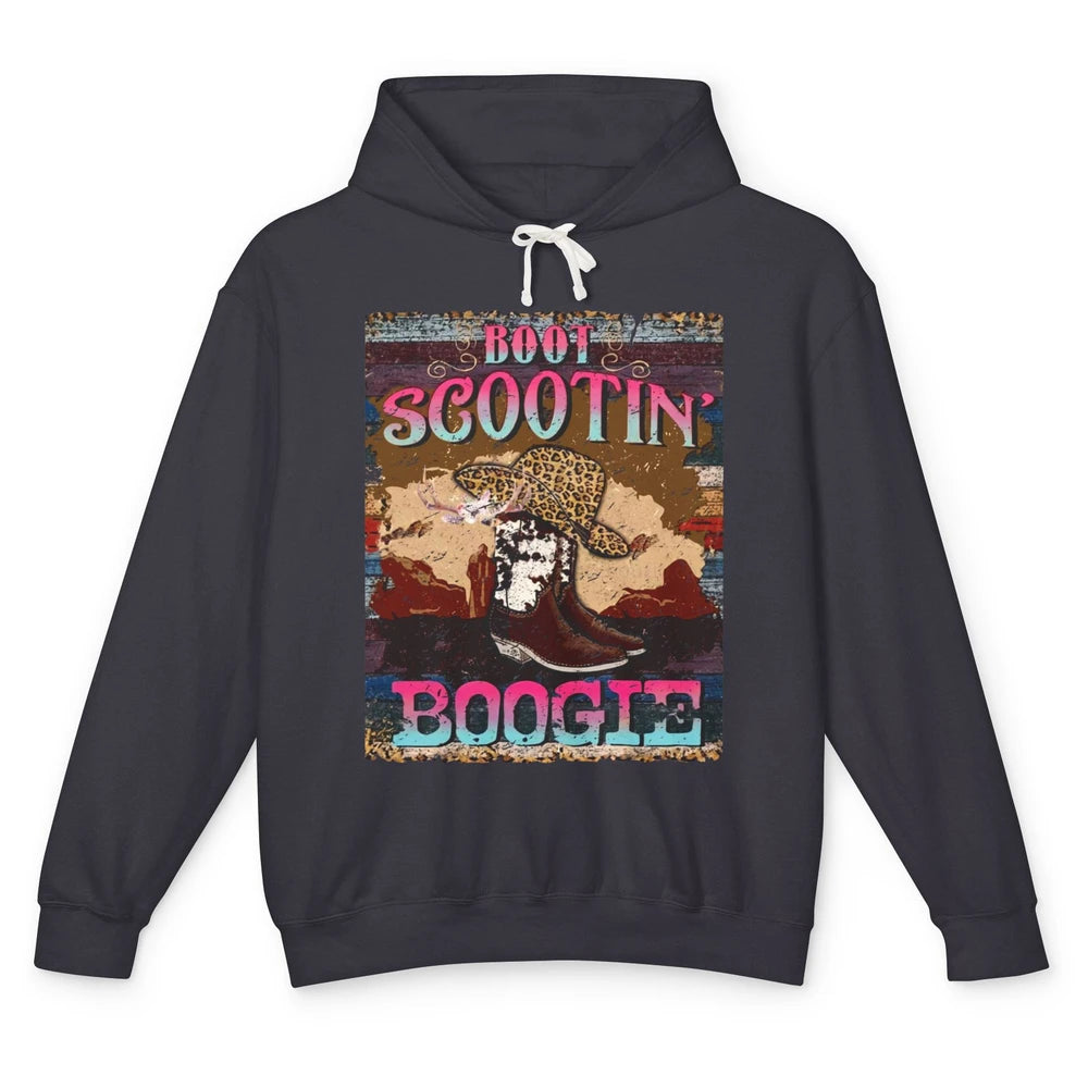 Leopard Cowboy Boots Hat Boot Scootin Boogie Western Country Unisex Lightweight Hoodie