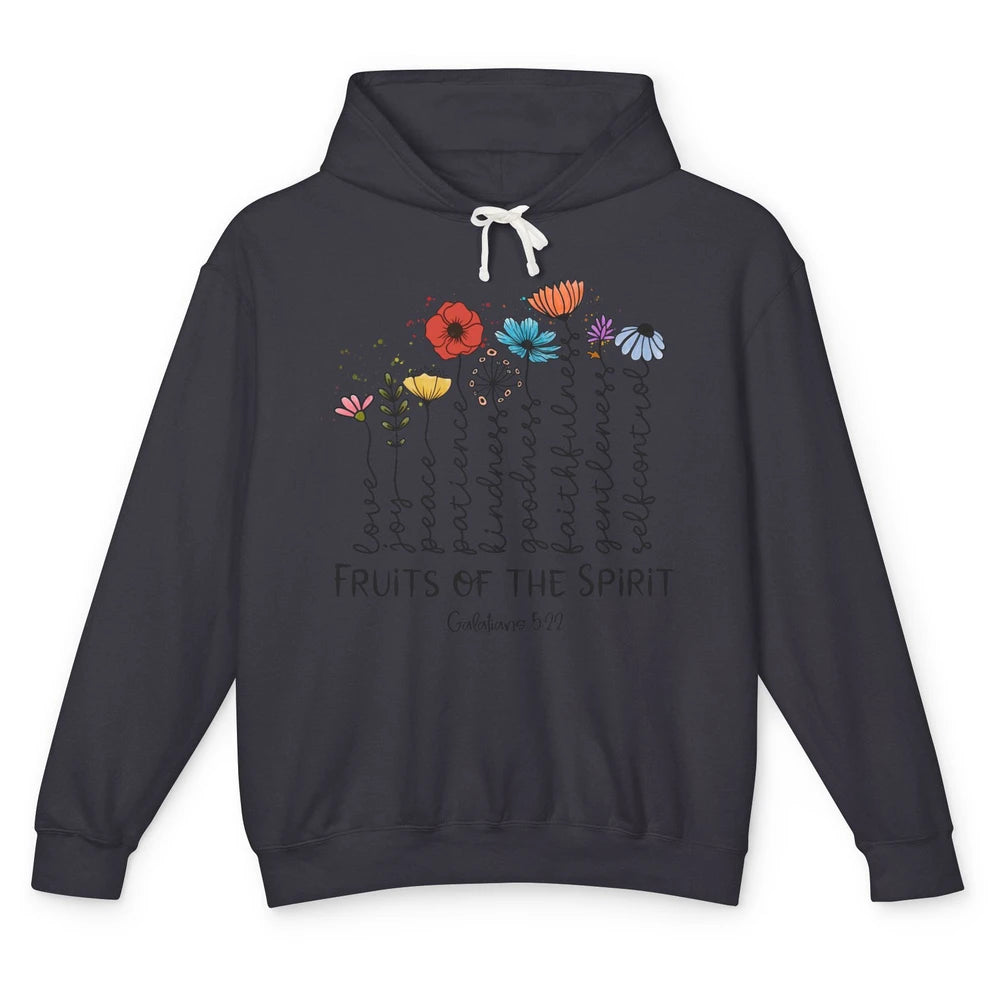 Flower Christian Fruits Of The Spirit Bible Verse Religious Unisex Lightweight Hoodie