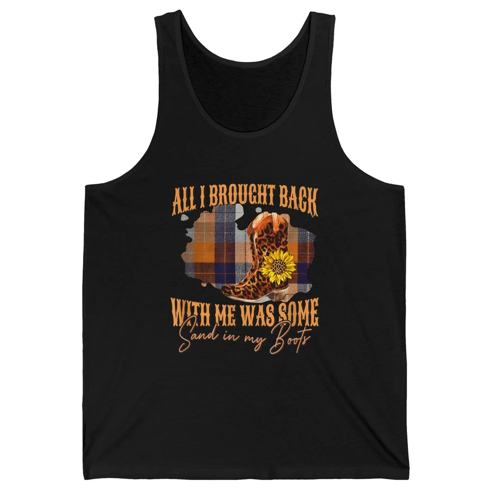 Sand In My Boots Western Country Music Cowboy Cowgirl Hat And Leopard Boots Floral Vintage Howdy Rodeo Unisex Jersey Tank