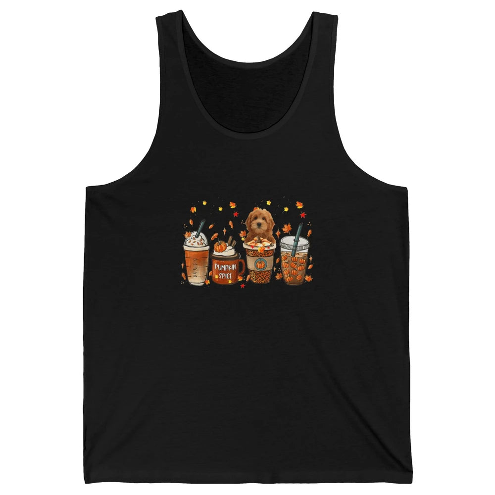 Golden Doodle Dog Fall Coffee Pumpkin Spice Dog Thanksgiving Unisex Jersey Tank