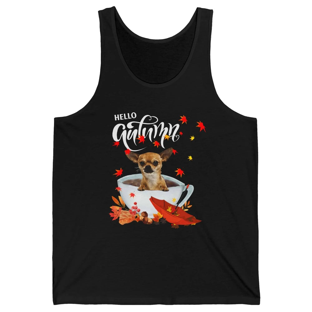Chihuahua Autumn Dog And Coffee Fall Thanksgiving Chihuahua Unisex Jersey Tank