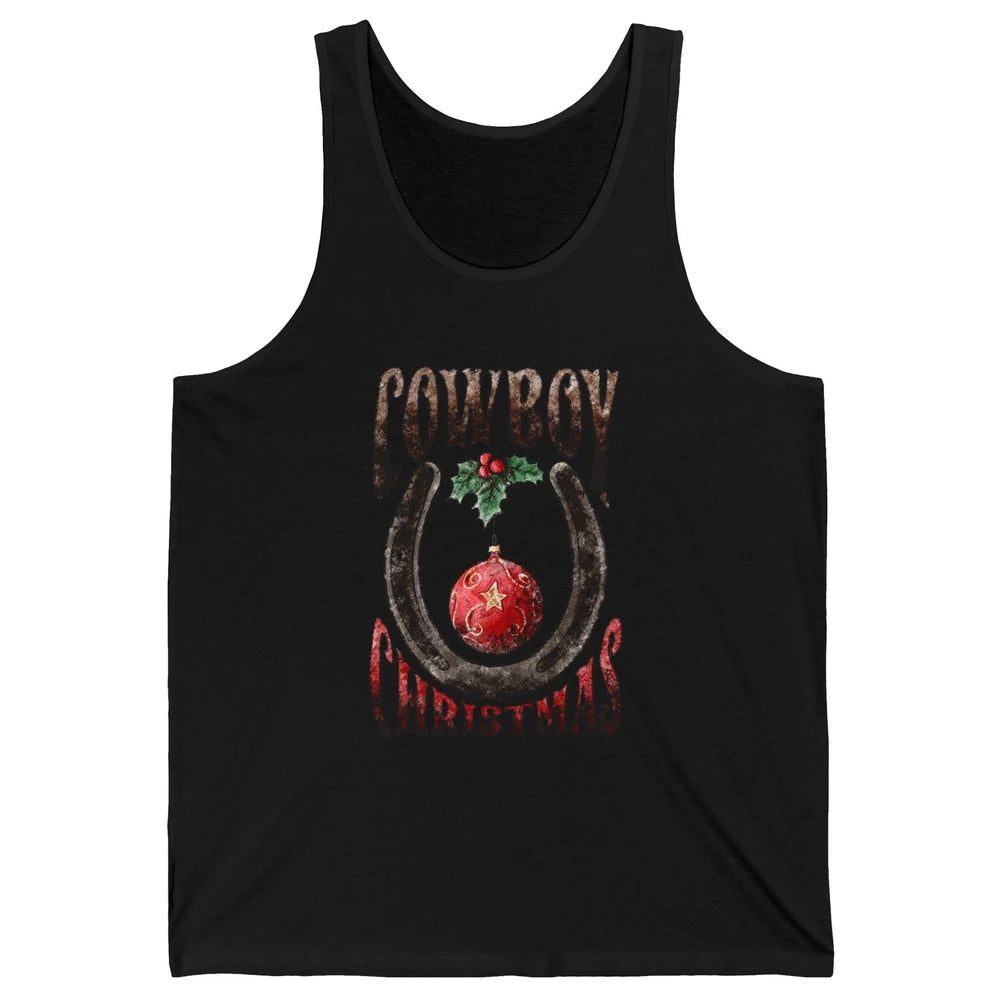 Christmas Cowboy Horseshoe Xmas Balls Western Christmas Unisex Jersey Tank