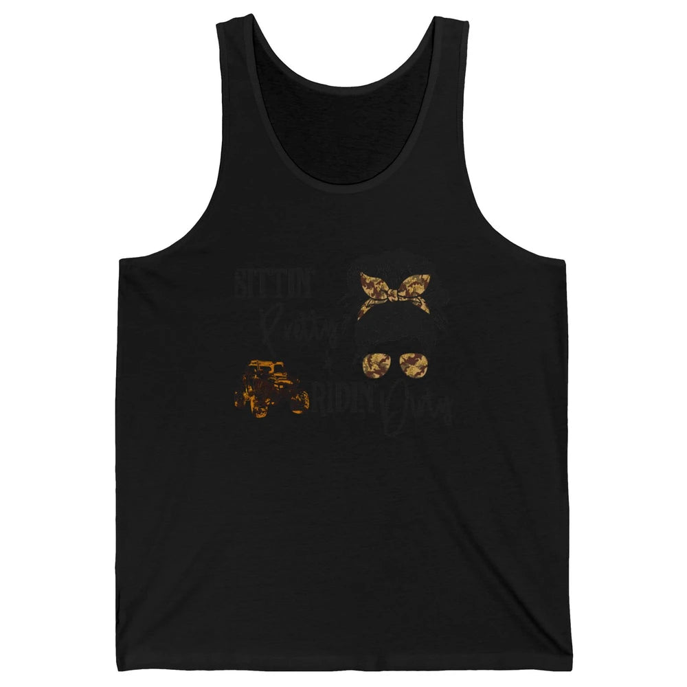 Mud Riding ATV Messy Bun Ride RZR SXS Life Country Girls Unisex Jersey Tank