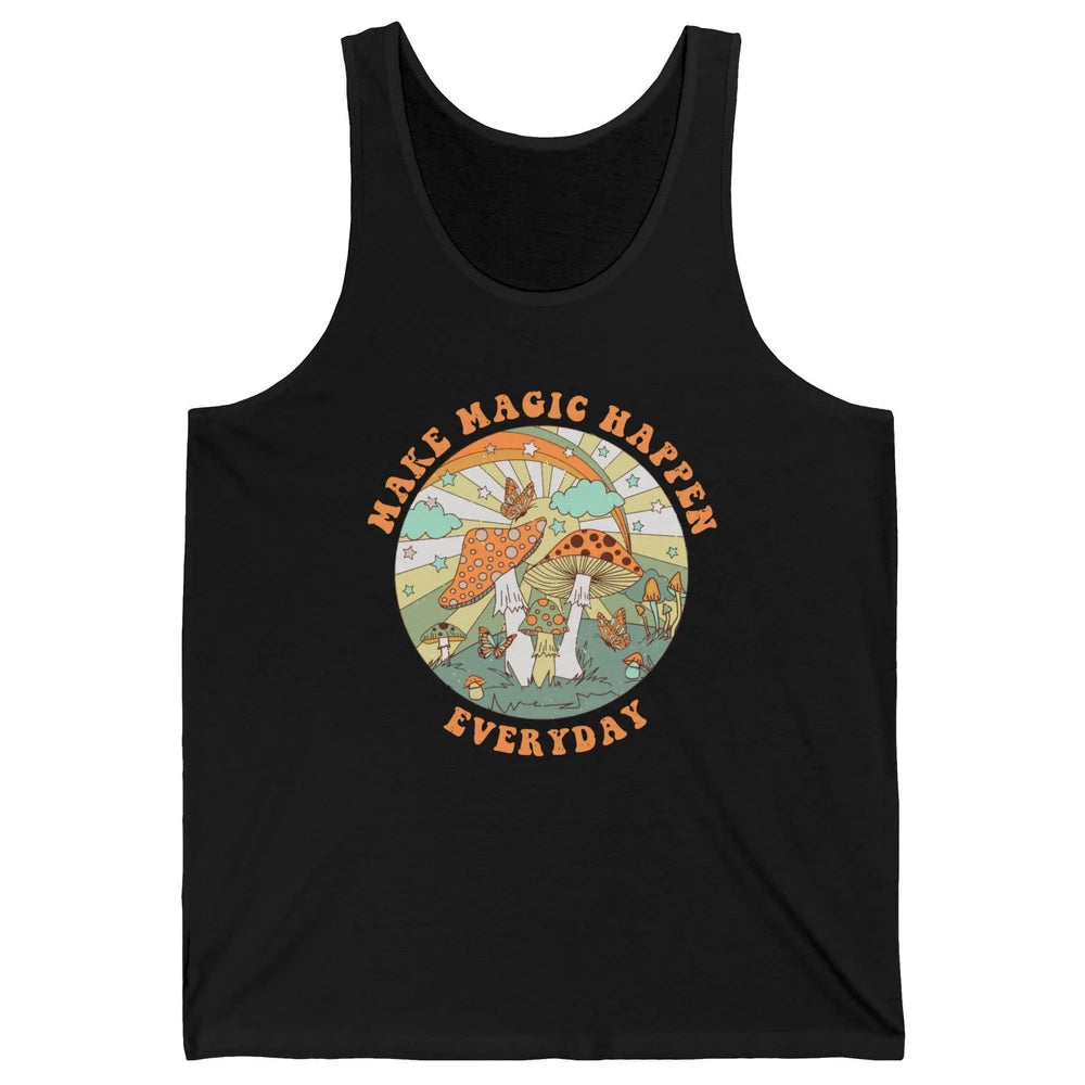 Retro Groovy Make Magic Happen Mushroom Hippie Botanical Unisex Jersey Tank