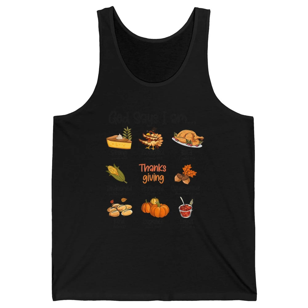 Retro Thanksgiving Turkey God Says I Am Bible Christian Fall Unisex Jersey Tank