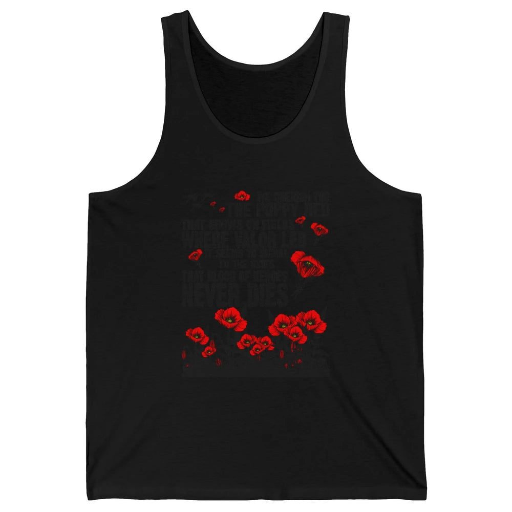 Memorial Day We Cherish Too The Poppy Red US Veteran Unisex Jersey Tank