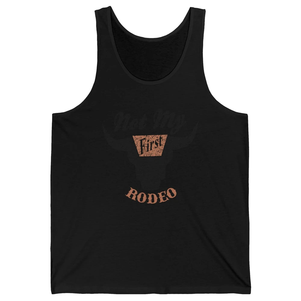 Retro Bull Skull Not My First Rodeo Western Country Cowboy Unisex Jersey Tank