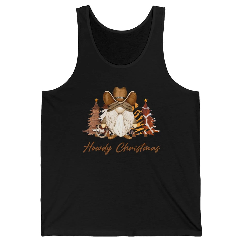Retro Leopard Cowboy Gnome Howdy Christmas Western Holiday Unisex Jersey Tank