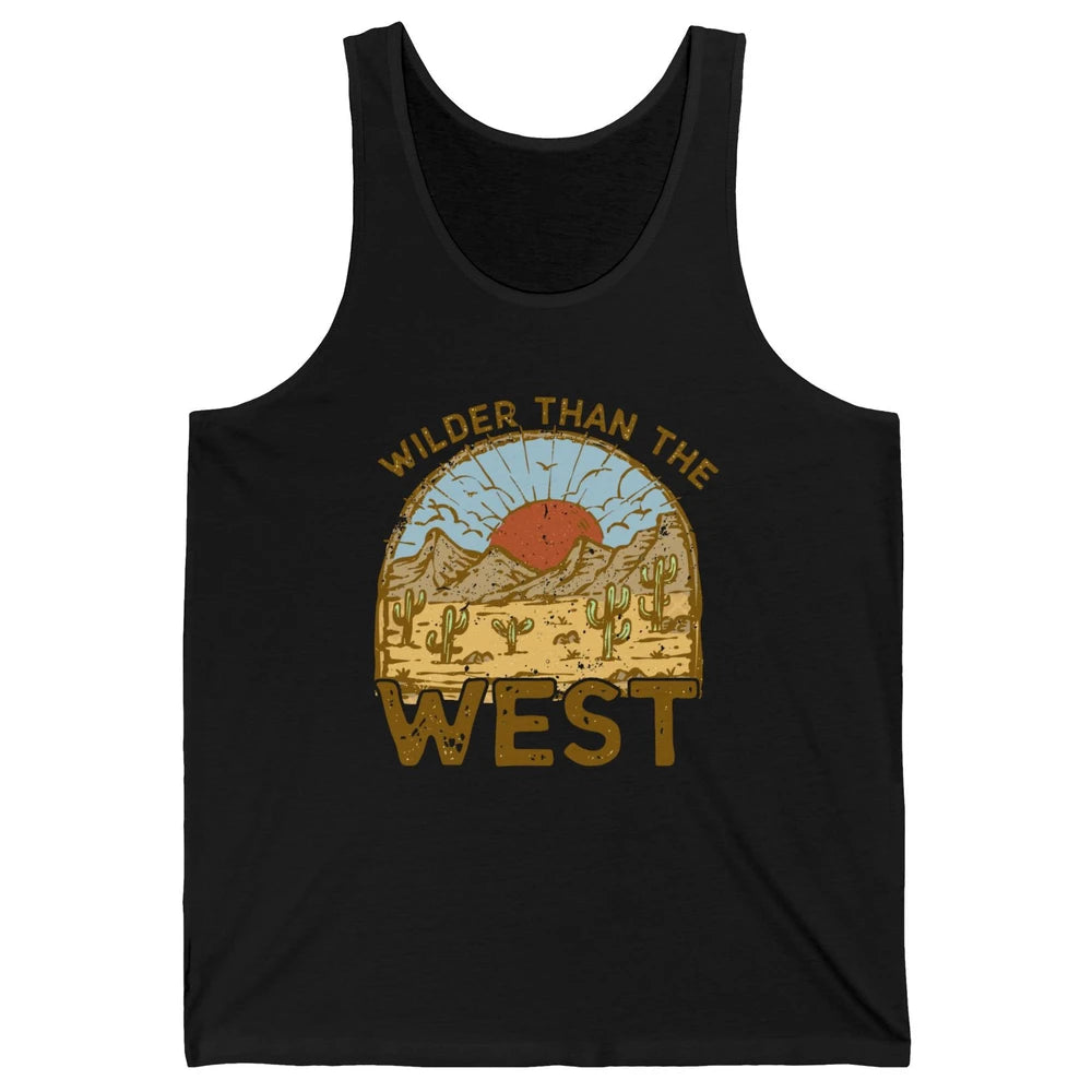Retro Wilder Than The West Western Country Sunset Desert Unisex Jersey Tank