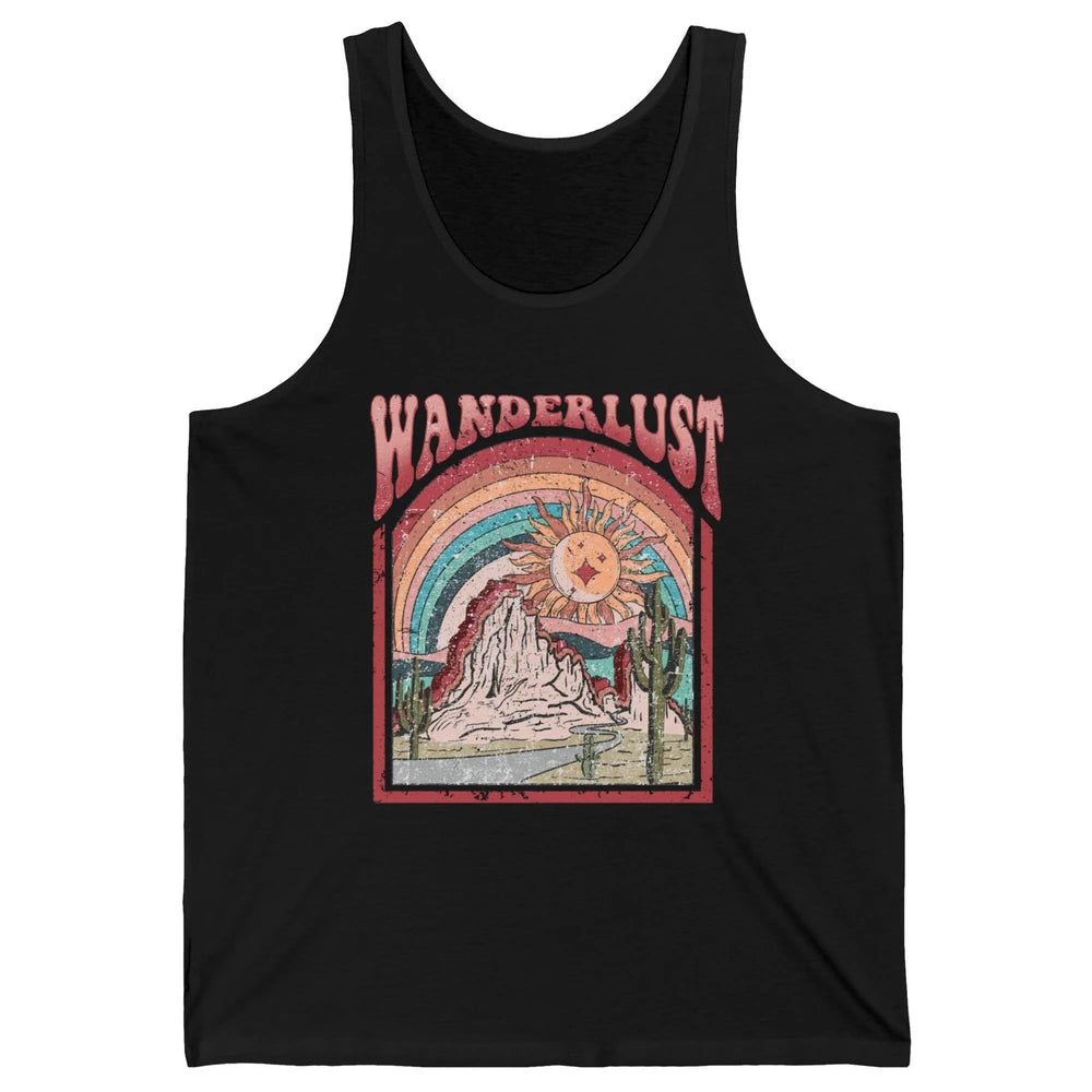 Retro Wanderlust Desert Cactus Wander Boho Adventure Western Unisex Jersey Tank