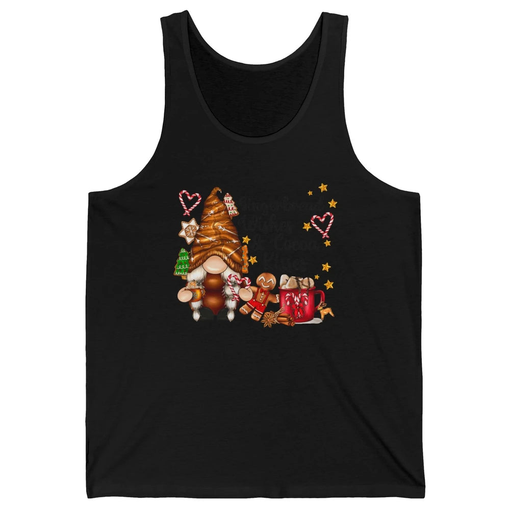 Retro Christmas Gnome Gingerbread Wishes and Cocoa Kisses Unisex Jersey Tank