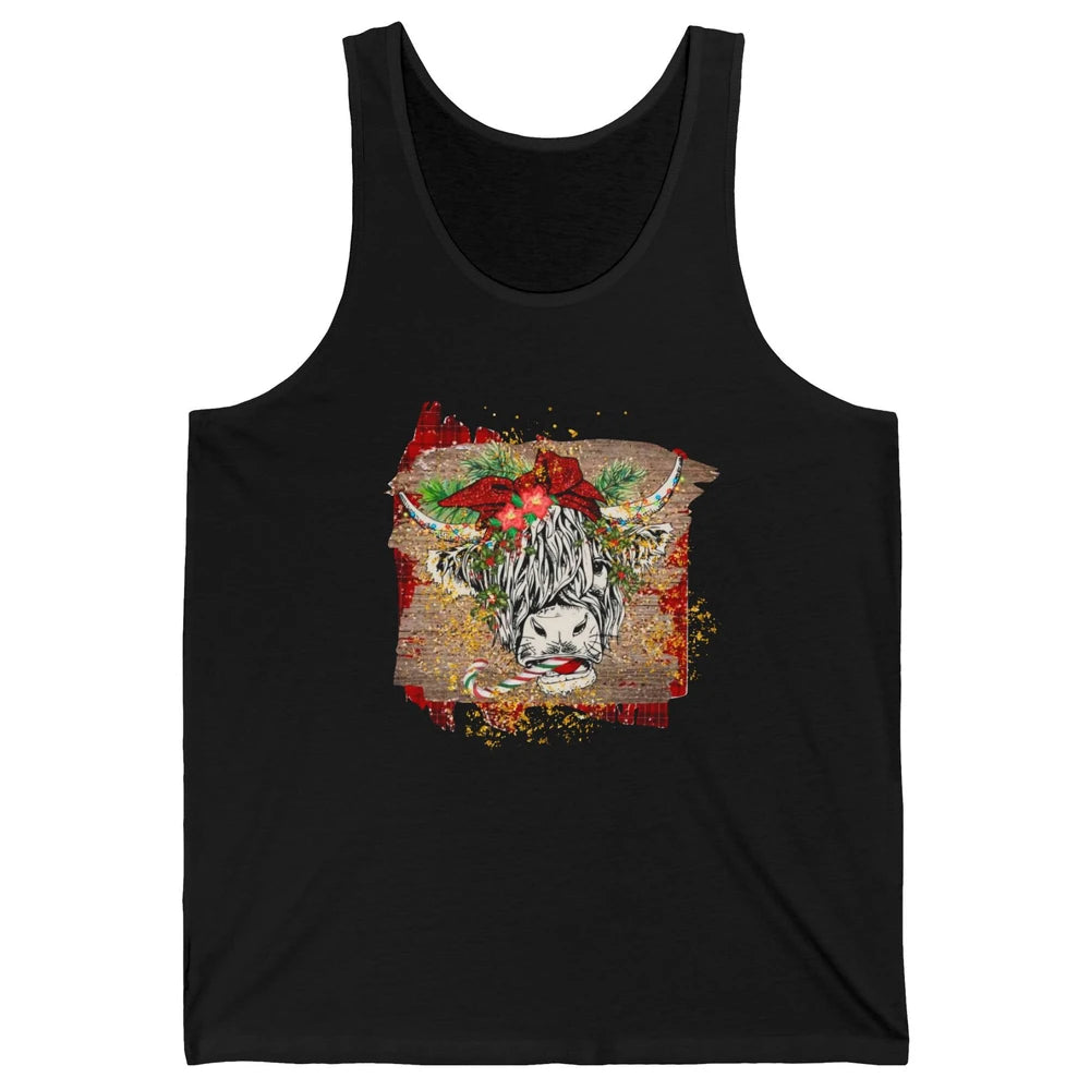 Christmas Highland Cow Bandana Western Christmas Cow Plaid Unisex Jersey Tank