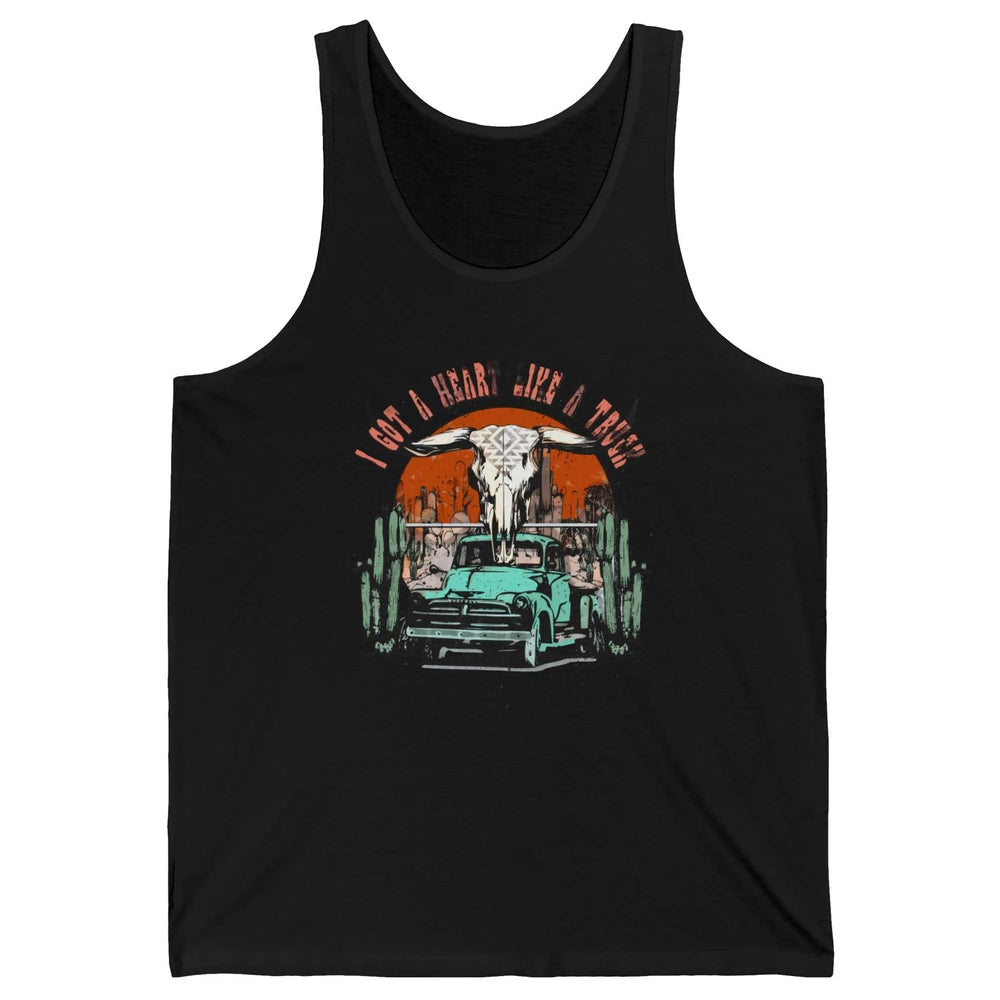 Desert Bull Skull Got A Heart Like A Truck Western Valentine Unisex Jersey Tank