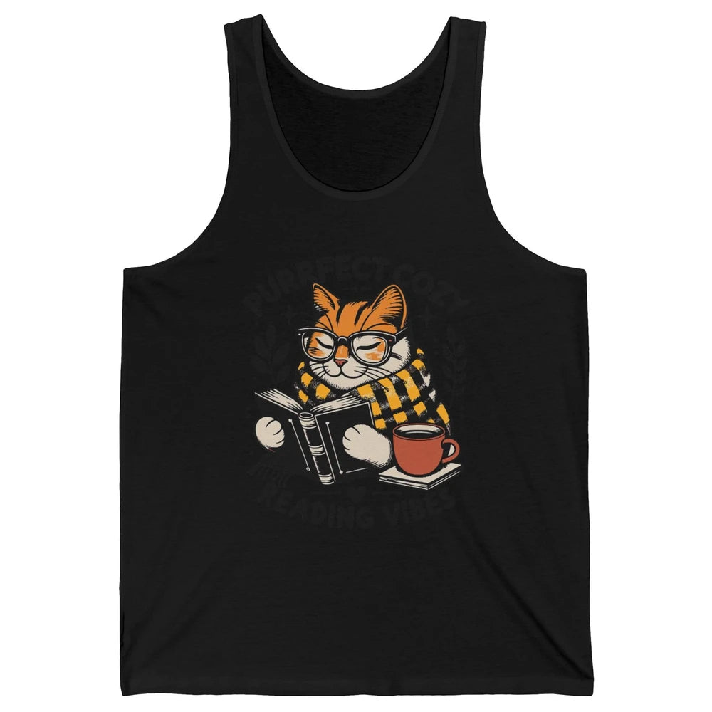 Funny Bookish Cat Purrfect Cozy Reading Vibes Winter Reading Unisex Jersey Tank