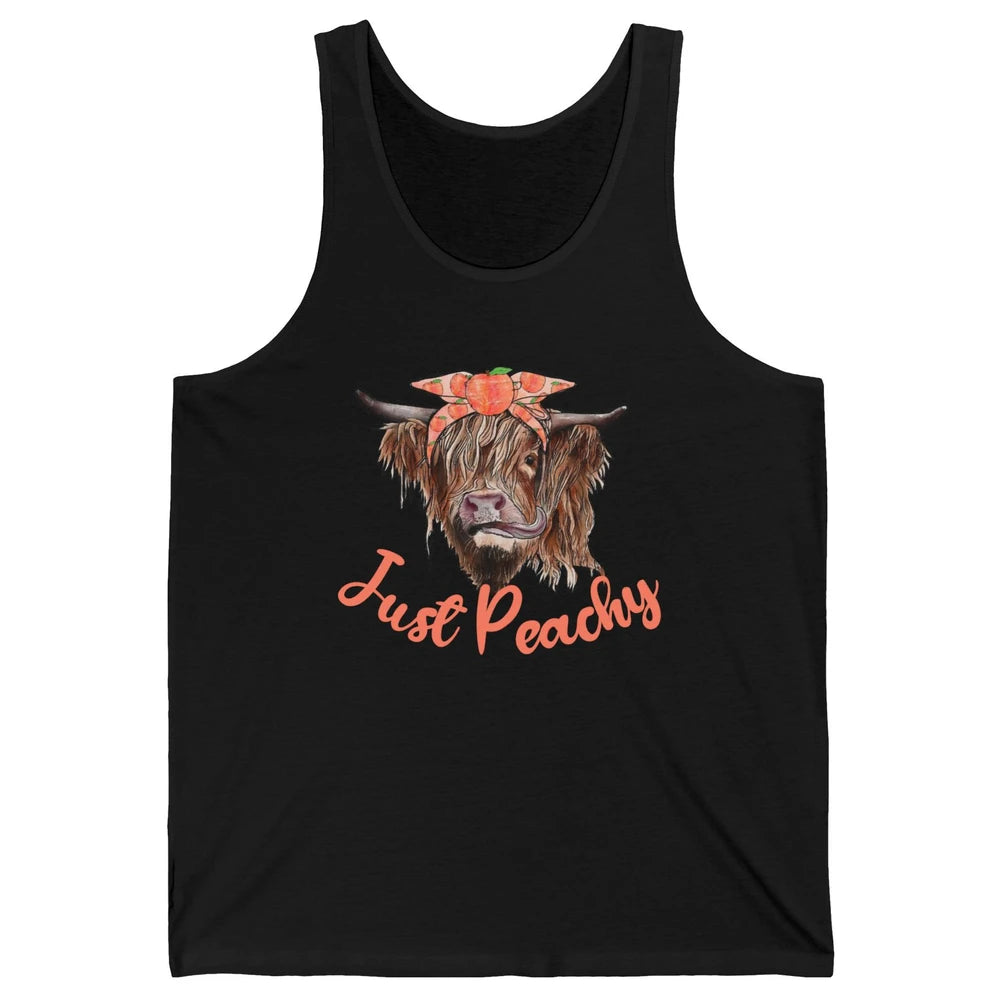 Highland Cow Bandana Just Peachy Western Country Peach Lover Unisex Jersey Tank