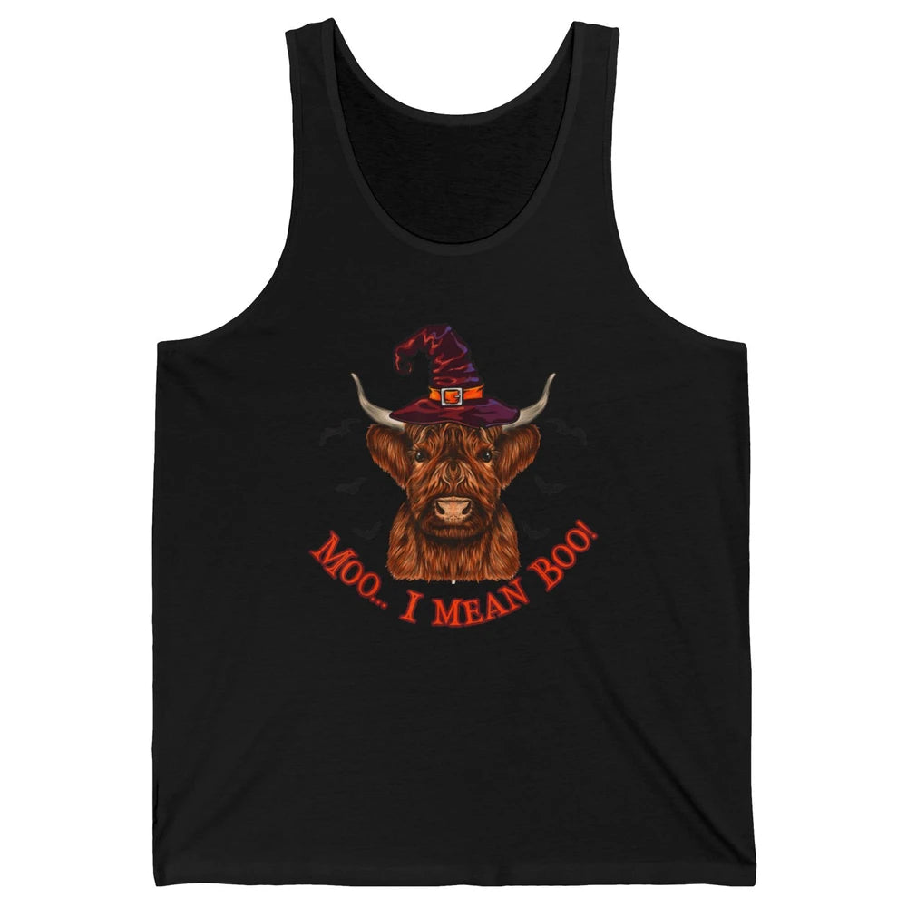 Funny Moo I Mean Boo Ghost Cow Spooky Farm Witch Halloween Unisex Jersey Tank