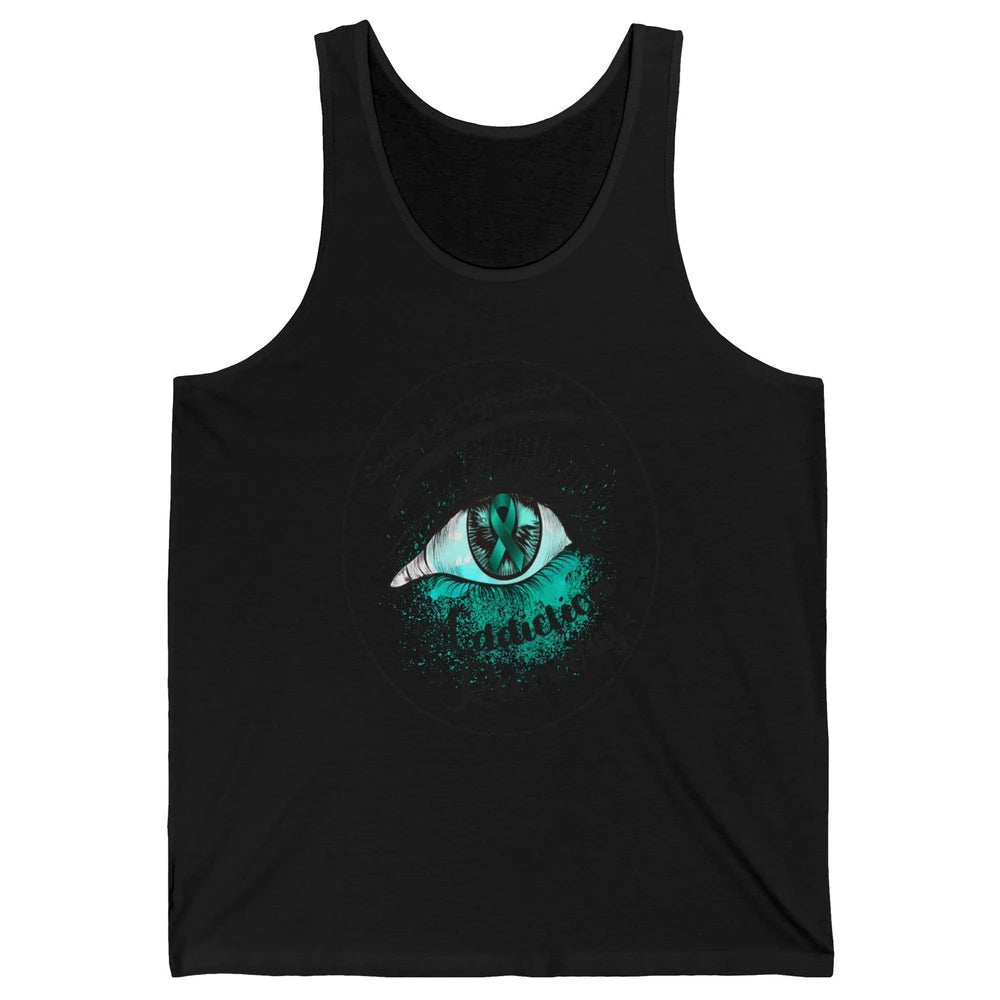Addiction Awareness Seeing Life Differently Eye Teal Ribbon Unisex Jersey Tank