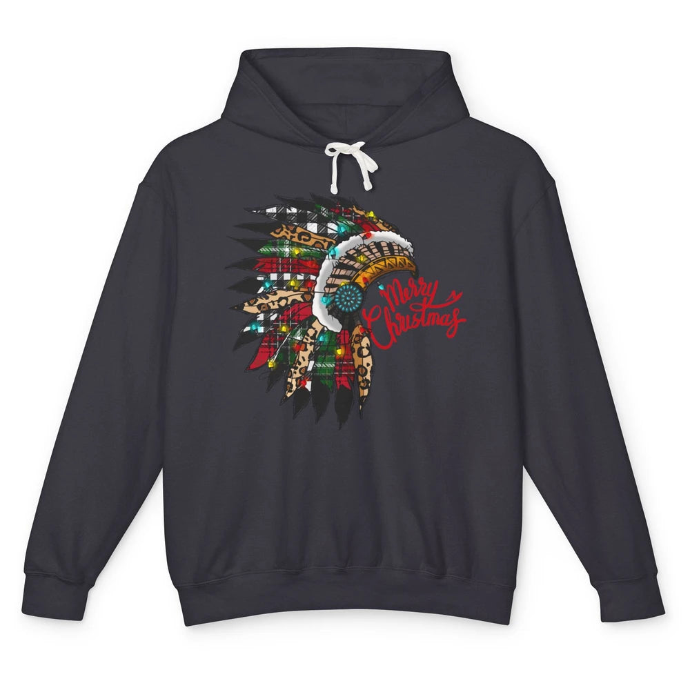 Christmas Headdress Indian Hat Leopard Western Christmas Unisex Lightweight Hoodie