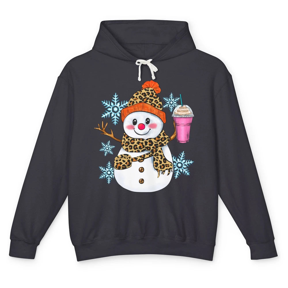 Retro Leopard Christmas Bougie Snowman Boojee Winter Holiday Unisex Lightweight Hoodie