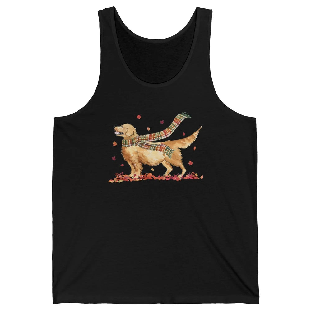 Funny Golden Retriever Autumn Falling Leaves Halloween Fall Unisex Jersey Tank