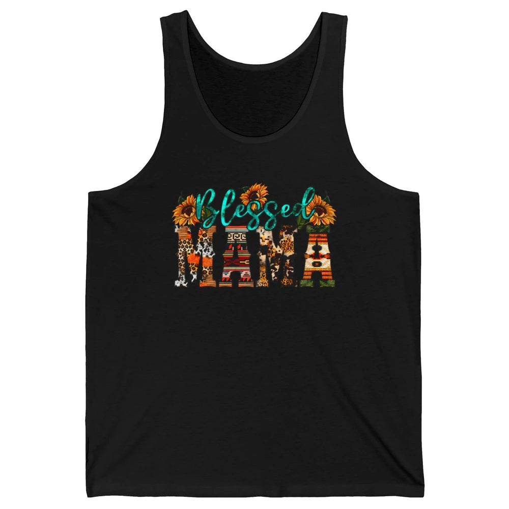 Leopard Sunflower Blessed Mama Western Mama Mothers Day Unisex Jersey Tank