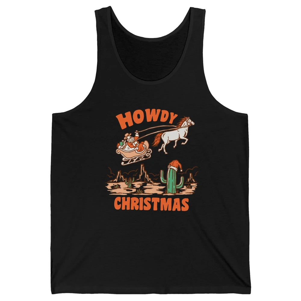 Desert Santa Riding Horse Howdy Christmas Western Country Unisex Jersey Tank