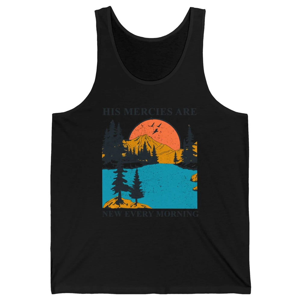 Retro Mountain His Mercies Are New Every Morning Christian Unisex Jersey Tank