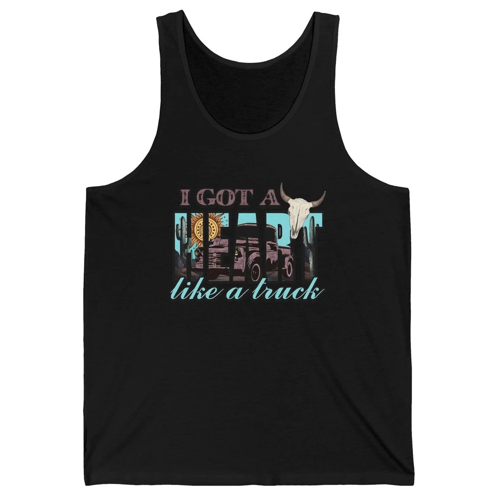Retro Desert Bull Skull I Got A Heart Like A Truck Western Unisex Jersey Tank