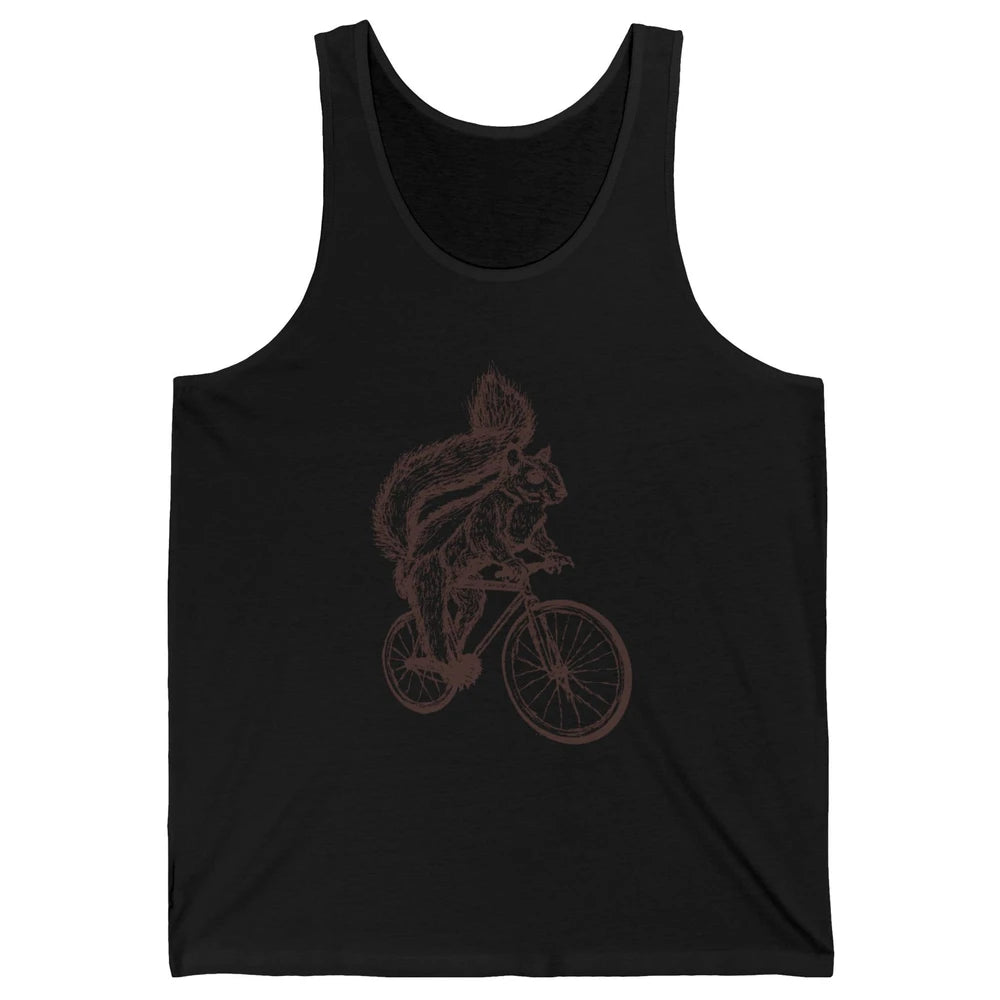 Funny Squirrel Riding A Bicycle Drawn Bike Squirrel Lovers Unisex Jersey Tank