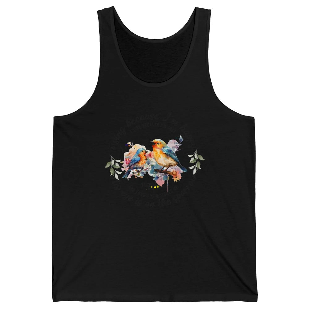 Christian Birds His Eyes Are On The Sparrow Bible Hand Drawn Unisex Jersey Tank
