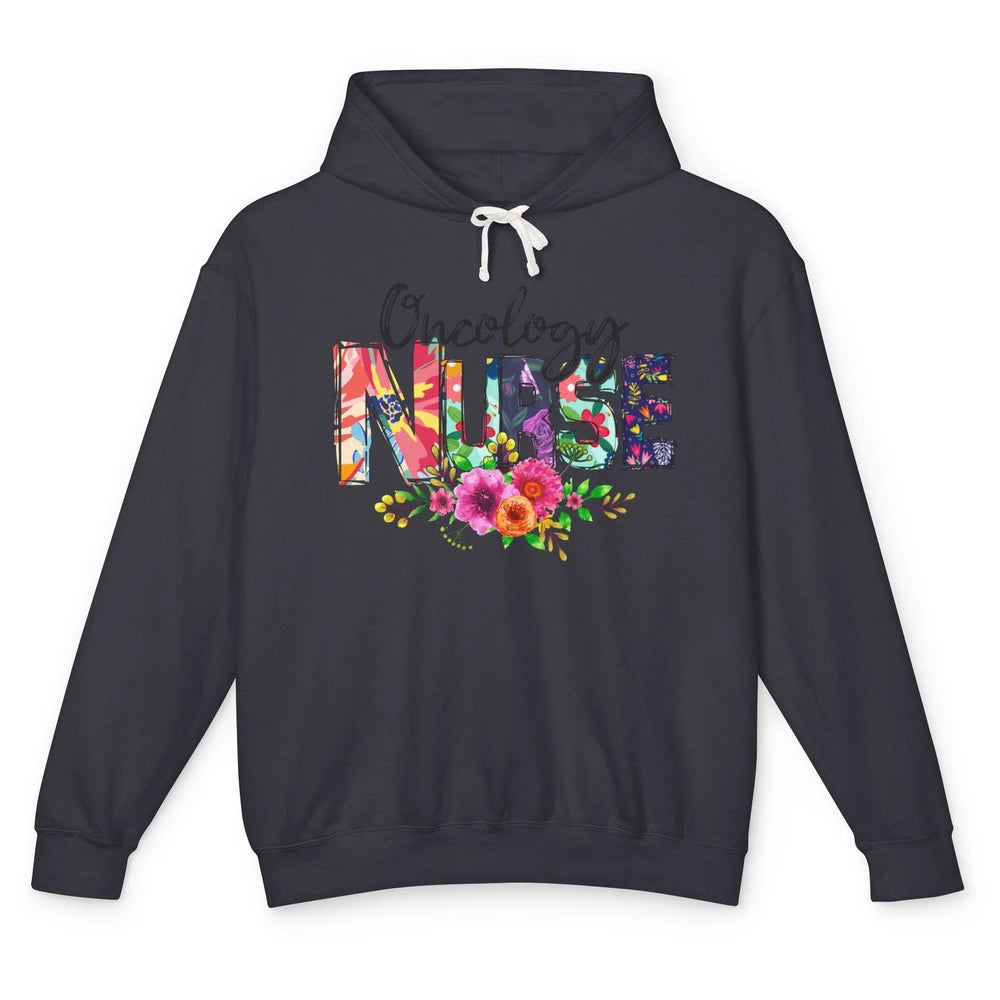 Oncology Nurse With Flowers Nurse Life Proud Oncology Nurse Unisex Lightweight Hoodie