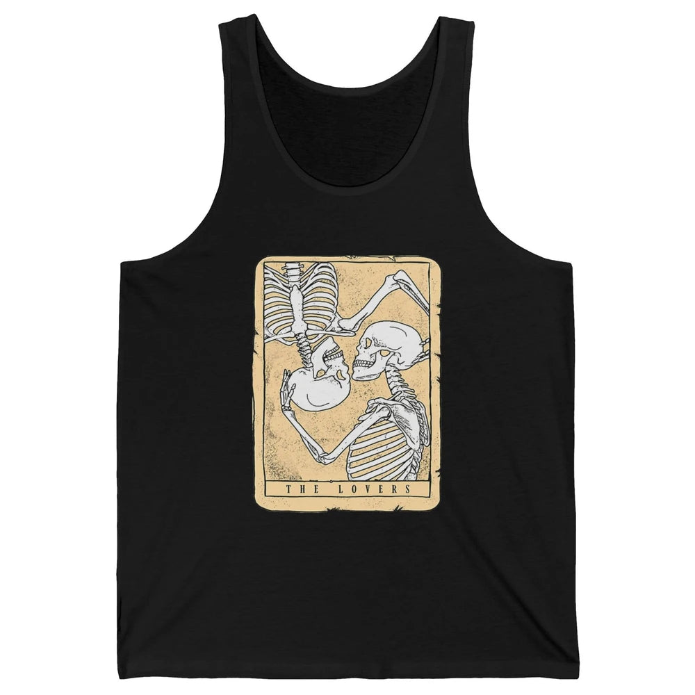 Tarot Card The Lovers Skeleton Couple Funny Skull Vintage Astrology Gothic Happy Valentine's Day Unisex Jersey Tank