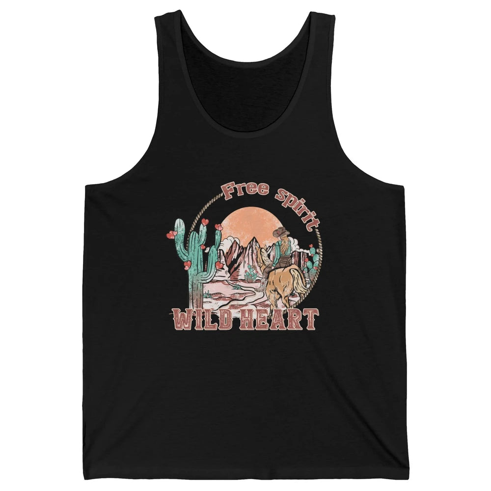 Free Spirit Wild Heart Cowgirl Western Country Happy Valentine's Day Rodeo Horseback Vintage Cactus Texas Horse Rider Howdy Unisex Jersey Tank