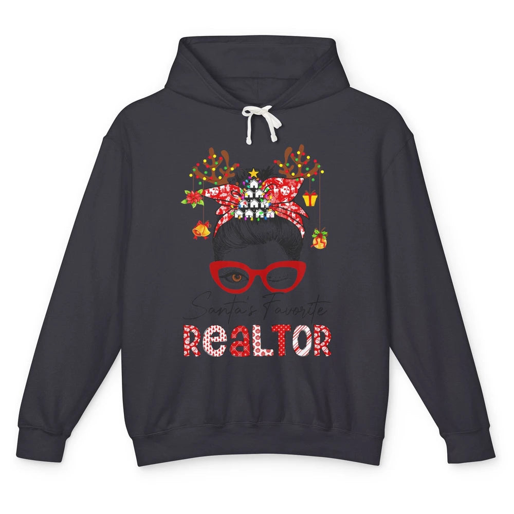 Merry Christmas Xmas Santa Messy Hair Realtor Real Estate Unisex Lightweight Hoodie
