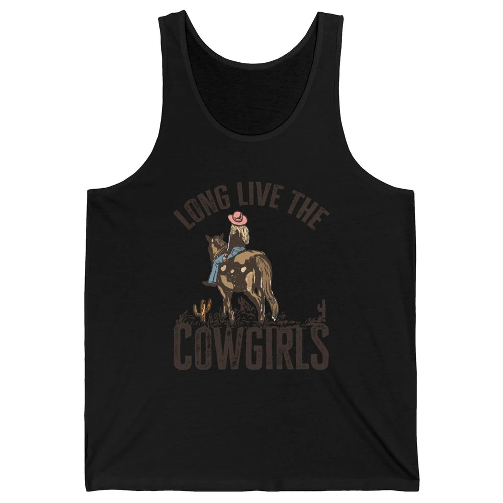Retro Long Live The Cowgirls Horseback Rider Western Country Unisex Jersey Tank