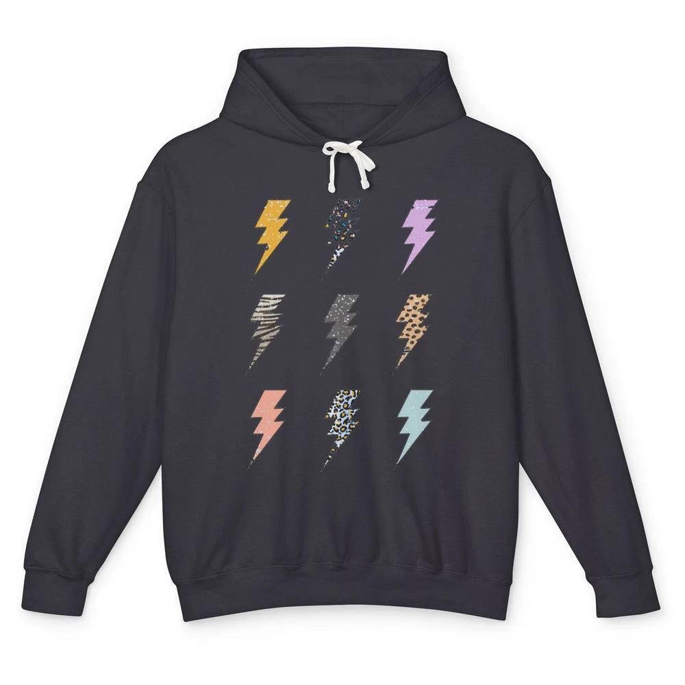Preppy Lightning Bolt Colorful Leopard Cheetah Western Retro Unisex Lightweight Hoodie