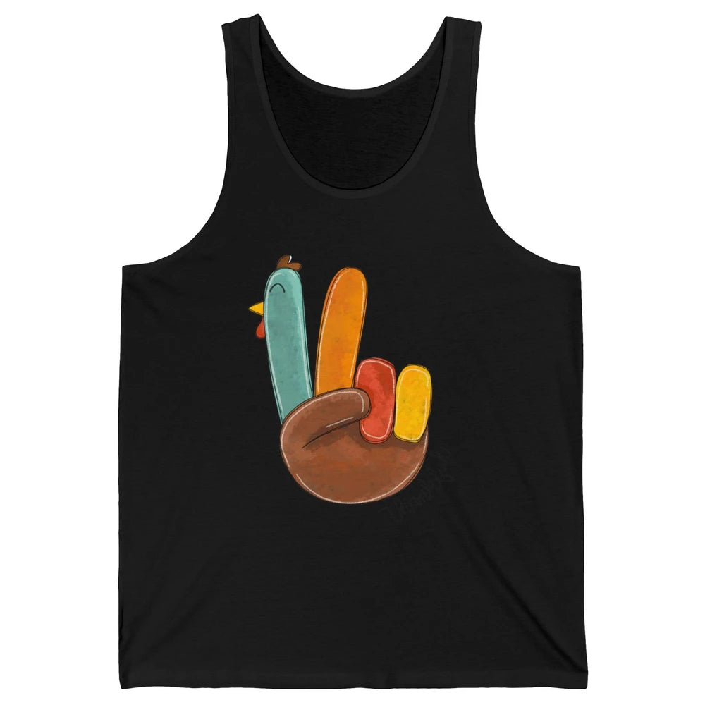 Funny Turkey Peace Sign Thankful Thanksgiving Gift Halloween Unisex Jersey Tank